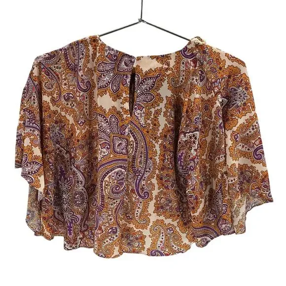 L'Academie Paisley Orange Kylo Blouse Size M - Picture 3 of 4